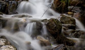 Preview wallpaper stream, stones, cascade, long exposure