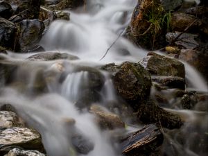 Preview wallpaper stream, stones, cascade, long exposure