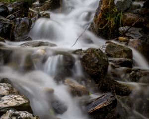 Preview wallpaper stream, stones, cascade, long exposure
