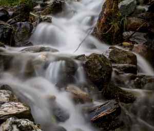 Preview wallpaper stream, stones, cascade, long exposure