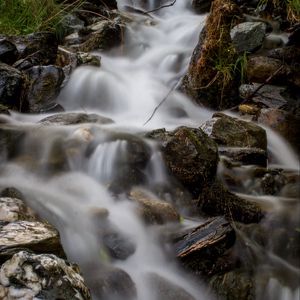 Preview wallpaper stream, stones, cascade, long exposure