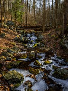 Preview wallpaper stream, stones, ice, nature