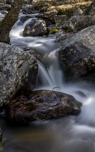 Preview wallpaper stream, stones, long exposure, nature