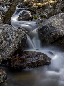 Preview wallpaper stream, stones, long exposure, nature