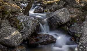 Preview wallpaper stream, stones, long exposure, nature