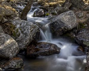 Preview wallpaper stream, stones, long exposure, nature