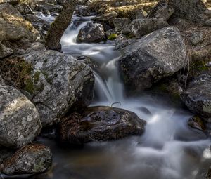 Preview wallpaper stream, stones, long exposure, nature