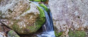 Preview wallpaper stream, stones, moss, water, flow, nature