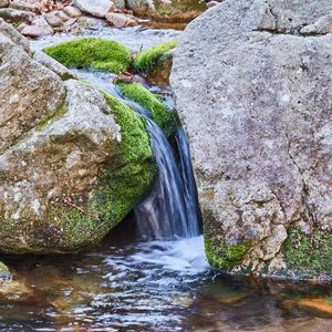 Preview wallpaper stream, stones, moss, water, flow, nature