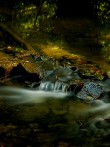 Preview wallpaper stream, stones, nature, long exposure