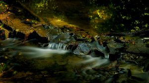 Preview wallpaper stream, stones, nature, long exposure