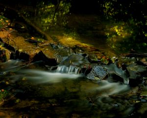 Preview wallpaper stream, stones, nature, long exposure