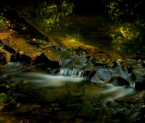 Preview wallpaper stream, stones, nature, long exposure