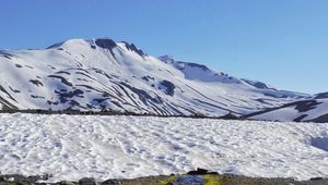 Preview wallpaper stream, stones, snow, mountain