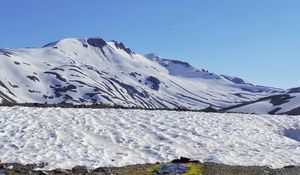 Preview wallpaper stream, stones, snow, mountain