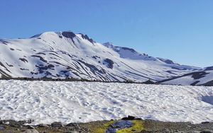 Preview wallpaper stream, stones, snow, mountain