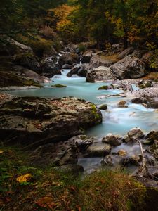 Preview wallpaper stream, stones, trees, grass, nature