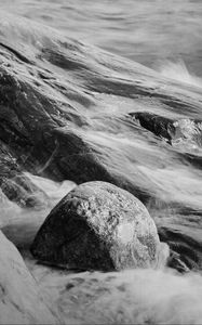 Preview wallpaper stream, stones, water, black and white