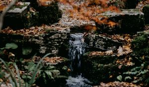 Preview wallpaper stream, stones, water, grass, moss