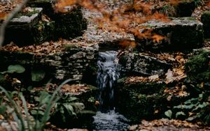 Preview wallpaper stream, stones, water, grass, moss