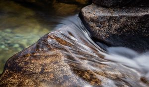 Preview wallpaper stream, stones, water, long exposure