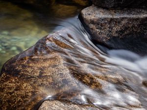 Preview wallpaper stream, stones, water, long exposure