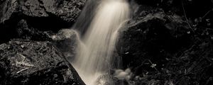 Preview wallpaper stream, stones, wet, long exposure, black and white