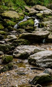 Preview wallpaper stream, water, cascade, stones, pebbles