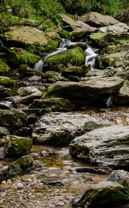 Preview wallpaper stream, water, cascade, stones, pebbles