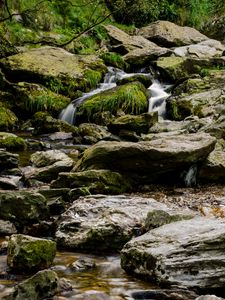 Preview wallpaper stream, water, cascade, stones, pebbles