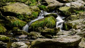 Preview wallpaper stream, water, cascade, stones, pebbles