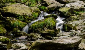 Preview wallpaper stream, water, cascade, stones, pebbles