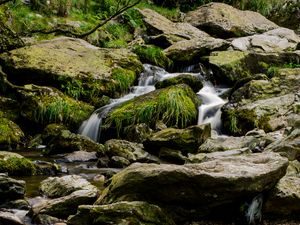 Preview wallpaper stream, water, cascade, stones, pebbles