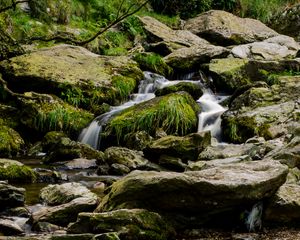 Preview wallpaper stream, water, cascade, stones, pebbles