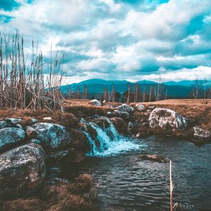 Preview wallpaper stream, water, stones, grass