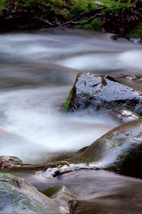 Preview wallpaper stream, water, stones, long exposure, nature