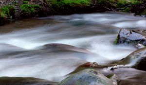 Preview wallpaper stream, water, stones, long exposure, nature