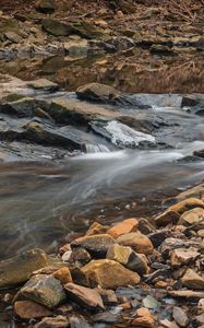 Preview wallpaper stream, water, stones, moss, nature