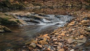 Preview wallpaper stream, water, stones, moss, nature