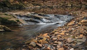 Preview wallpaper stream, water, stones, moss, nature