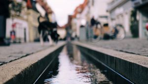 Preview wallpaper stream, water, street, blur