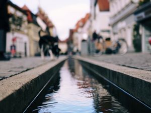 Preview wallpaper stream, water, street, blur