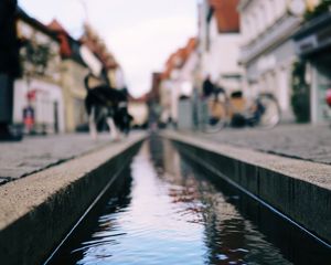 Preview wallpaper stream, water, street, blur