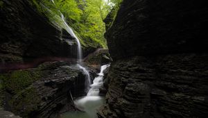 Preview wallpaper stream, waterfall, rocks, stone, trees