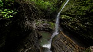 Preview wallpaper stream, waterfall, rocks, stone, trees, forest