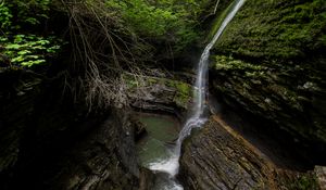 Preview wallpaper stream, waterfall, rocks, stone, trees, forest