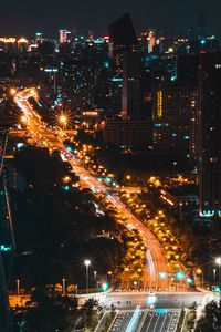 Preview wallpaper street, aerial view, city, night, road, lights