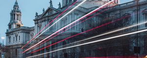 Preview wallpaper street, architecture, building, old, dome, long exposure, lights