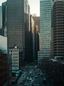 Preview wallpaper street, buildings, aerial view, city, metropolis