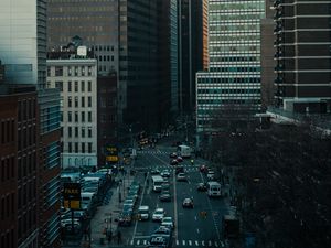 Preview wallpaper street, buildings, aerial view, city, metropolis